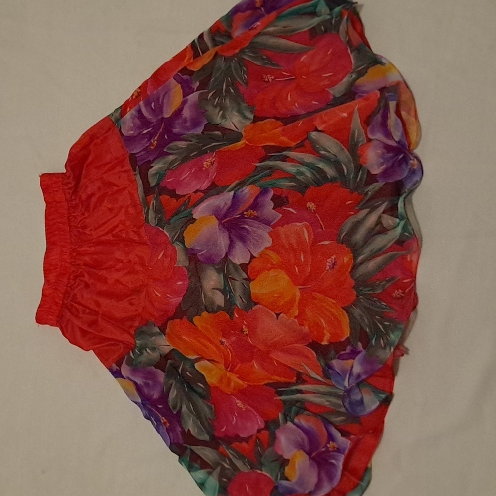 80's 90's Tropical Hibiscus Floral Vintage Skirt Suit Set Cosplay Cruise - Picture 5 of 11
